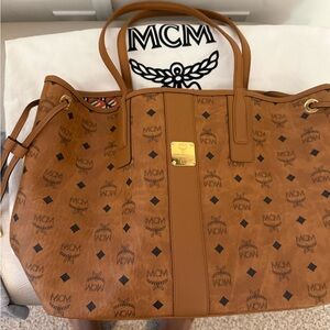 MCM Tan Logo Tote Bag